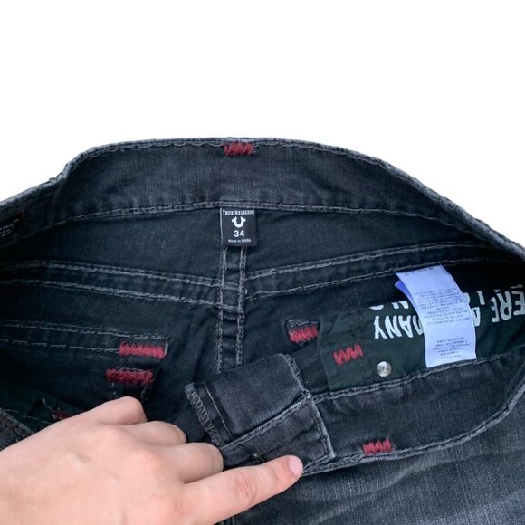 Vintage True Religion Jeans Size 34 RICKY Gray Red Stitch - Picture 8 of 10